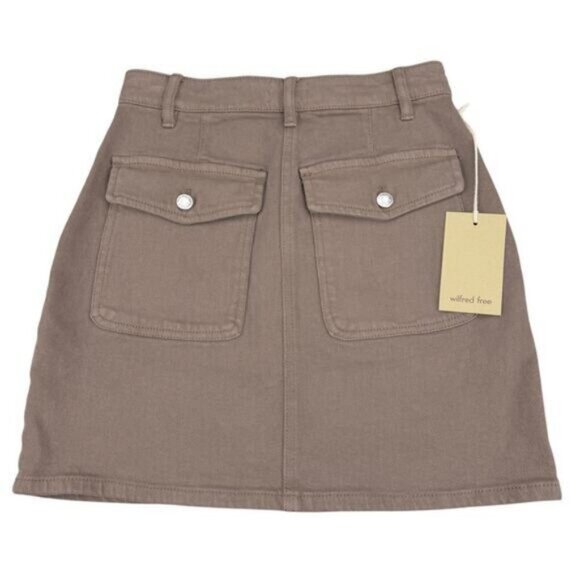 Wilfred Free Aritzia Moment High Waisted A-Line Mini In GD Deep Taupe Size 00 - Picture 5 of 5